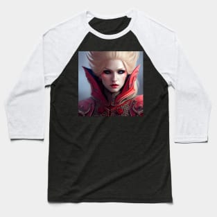 Sexy Blonde Vampire Queen Red Armor Dark Artwork Baseball T-Shirt